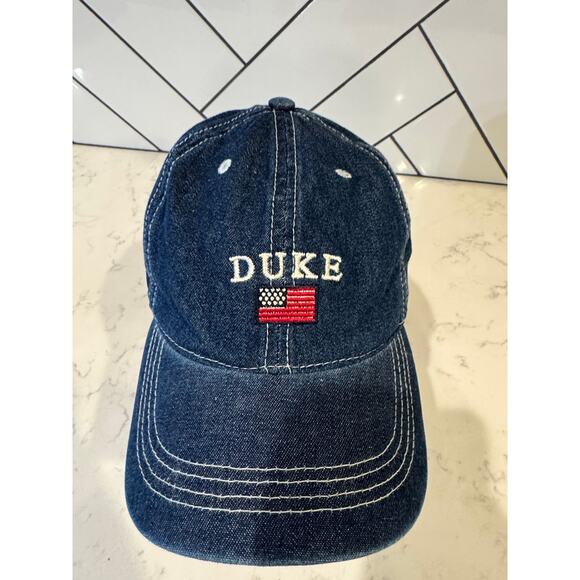 Duke University Blue Devils adjustable denim baseball cap American flag design - Picture 2 of 8